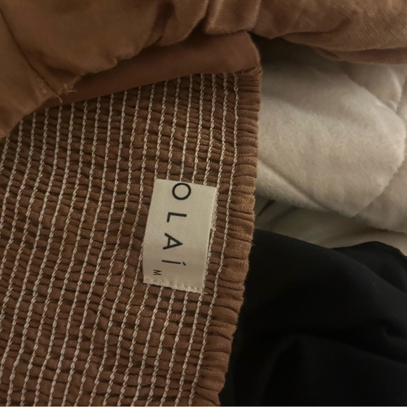 100% linen camel Puff Sleeve Maxi Dress - Picture 3 of 3